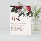 Romantisch bordeauxrood koperen Huwelijk  Informatiekaartje (Staand voorkant)