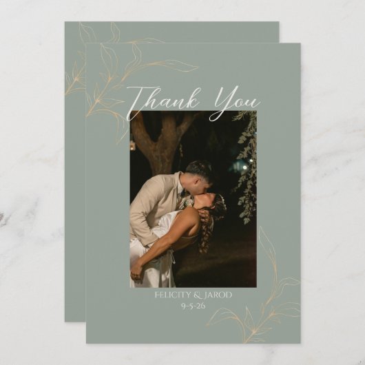 Romantisch bos bedankt kaart (Voorkant / Achterkant)