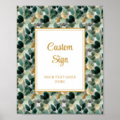 Romantisch Bos Groen Goud Bladeren Huwelijk Custom Poster (Voorkant)