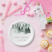 Romantisch bos groen huwelijk papieren bordje (Feest)