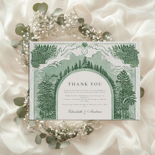 Romantisch boslandschap bedankkaart