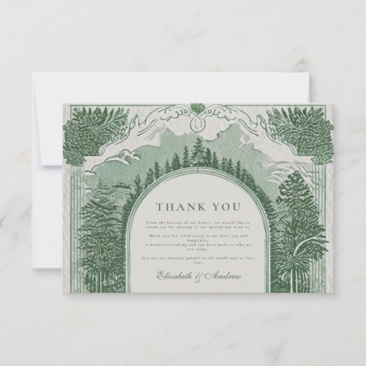 Romantisch boslandschap bedankkaart (Voorkant)