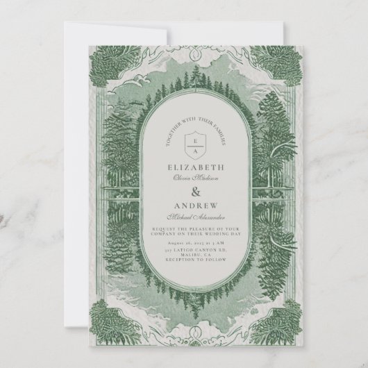 Romantisch  boslandschap met bergen kaart (Voorkant)