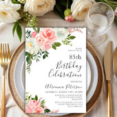 Romantisch Botanisch Blush Roos Bloemen 85e Verjaa Kaart