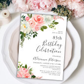 Romantisch Botanisch Blush Roos Bloemen 85e Verjaa Kaart