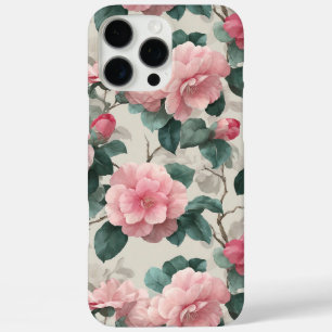 Romantisch Botanisch Patroon van Roze Pioenbloemen iPhone 16 Pro Max Hoesje