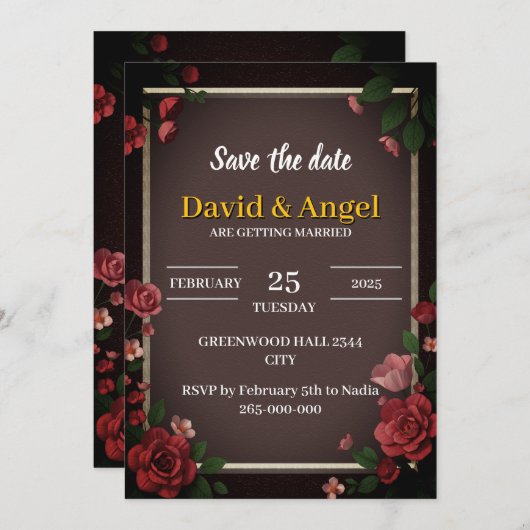 romantisch botanisch roos kaart (Voorkant / Achterkant)