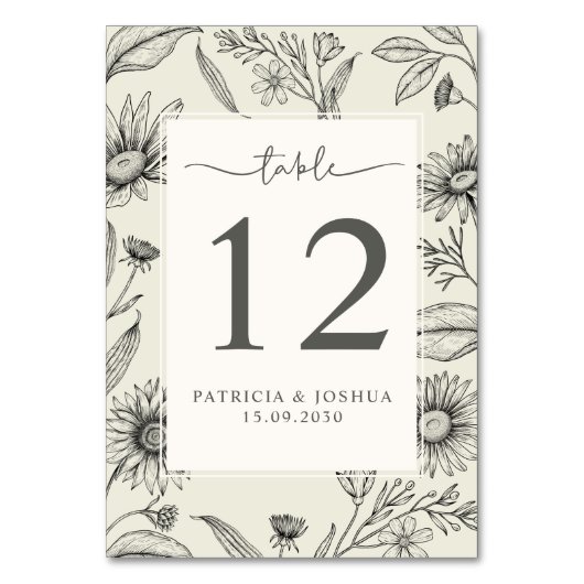 Romantisch Botanische Daisy Receptie Tafelnummer (Achterkant)