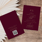 Romantisch Bourgogne Monogram QR Code Terug Bruilo Kaart