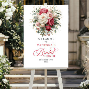 Romantisch Bourgondië Blush Groenery Welkomstbord Poster