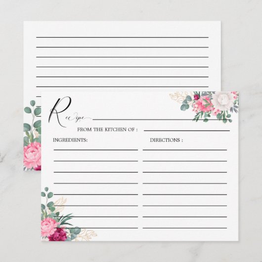 Romantisch Bourgondië Blush Roze Bloemen Bruiloft Briefkaart (Voorkant / Achterkant)