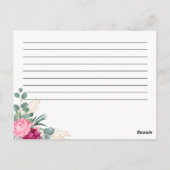 Romantisch Bourgondië Blush Roze Bloemen Bruiloft Briefkaart (Achterkant)