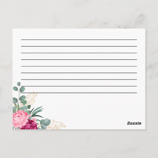 Romantisch Bourgondië Blush Roze Bloemen Bruiloft  Briefkaart (Achterkant)