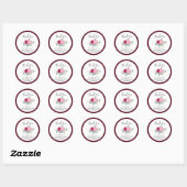 Romantisch Bourgondië Rood | Blush Roze Gouden Blo Ronde Sticker (Vel)