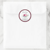 Romantisch Bourgondië Rood | Roze Roze Goud Bloemm Ronde Sticker (Tas)