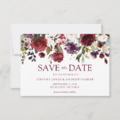 Romantisch Bourgondië Rood Trouwen Save The Date Kaart (Voorkant)