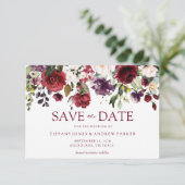 Romantisch Bourgondië Rood Trouwen Save The Date Kaart (Staand voorkant)