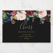 Romantisch Bourgondië, Roze, Blauw en Zwart Likeurfles Etiket (Enkel label)