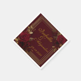Romantisch Bourgondië Rozen Bruiloft Servet