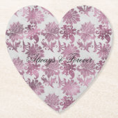 Romantisch Bourgondisch Rood Zilver Bloemen Huweli Kartonnen Onderzetters (Voorkant)