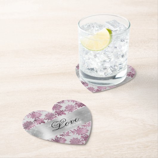 Romantisch Bourgondisch Rood Zilver Bloemen Huweli Kartonnen Onderzetters (Insitu)