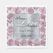 Romantisch Bourgondisch Rood Zilver Bloemen Huweli Servet (Voorkant)