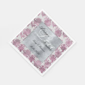 Romantisch Bourgondisch Rood Zilver Bloemen Huweli Servet (Hoek)