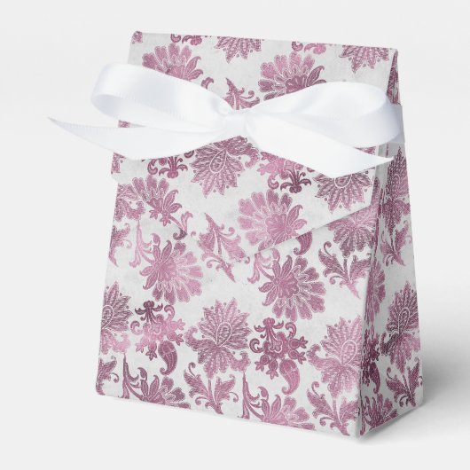 Romantisch Bourgondisch Rood Zilver Bloemen Vrijge Bedankdoosjes (Voorkant Zijde)