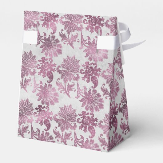 Romantisch Bourgondisch Rood Zilver Bloemen Vrijge Bedankdoosjes (Achterkant)