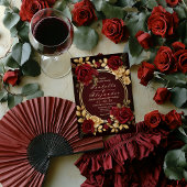 Romantisch Bourgondisch Roos en Gouden Script Kaart