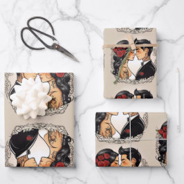 Romantisch bruidspaar in de liefde inpakpapier vel