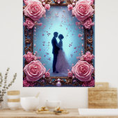 Romantisch bruidspaar in Elegant Lijst Poster (Keuken)