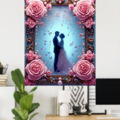 Romantisch bruidspaar in Elegant Lijst Poster (Thuiskantoor)