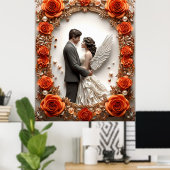 Romantisch bruidspaar in Elegant Lijst Poster (Thuiskantoor)