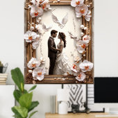 Romantisch bruidspaar in Elegant Lijst Poster (Thuiskantoor)