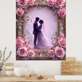 Romantisch bruidspaar in Elegant Lijst Poster (Keuken)