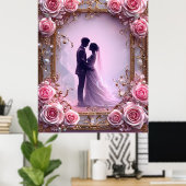 Romantisch bruidspaar in Elegant Lijst Poster (Thuiskantoor)