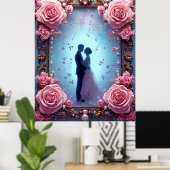 Romantisch bruidspaar in elegante lijst poster (Thuiskantoor)