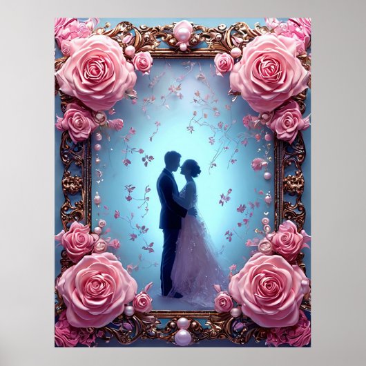 Romantisch bruidspaar in elegante lijst poster (Voorkant)