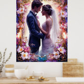 Romantisch bruidspaar in elegante lijst poster (Keuken)