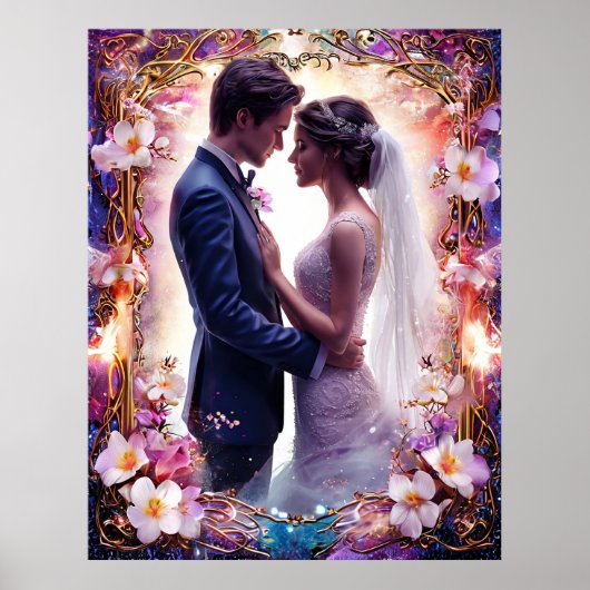 Romantisch bruidspaar in elegante lijst poster (Voorkant)