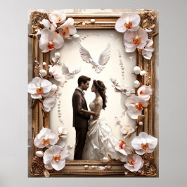 Romantisch bruidspaar in elegante lijst poster