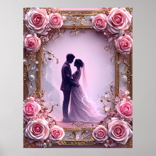 Romantisch bruidspaar in elegante lijst poster (Voorkant)