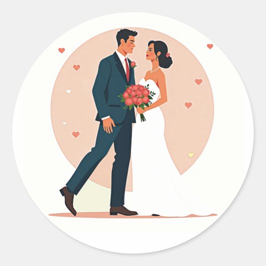 Romantisch bruidspaar Sticker (Voorkant)