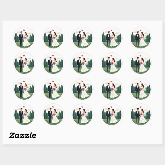 Romantisch bruidspaar Sticker (Vel)