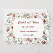 Romantisch bruiloft bloemenontwerp bespaar de datu save the date (Voorkant)