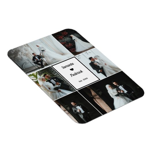Romantisch bruiloftsgeheugen - 6 aangepaste foto's magneet (Rechterzijde)