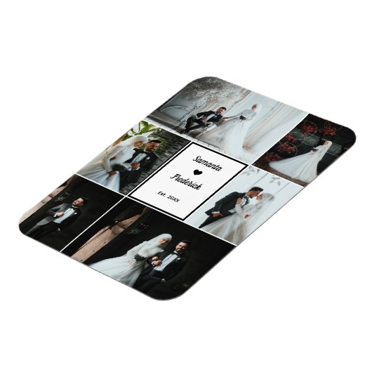 Romantisch bruiloftsgeheugen - 6 aangepaste foto's magneet (Linkerzijde)