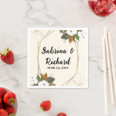 Romantisch Bruin en Crème Bloemen Huwelijk Servet (Insitu)