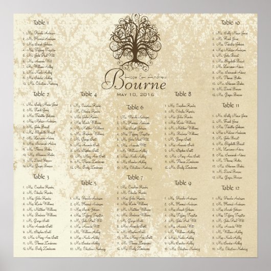 Romantisch Bruin Wervelboom Zitting Grafiek 12 Taf Poster (Voorkant)